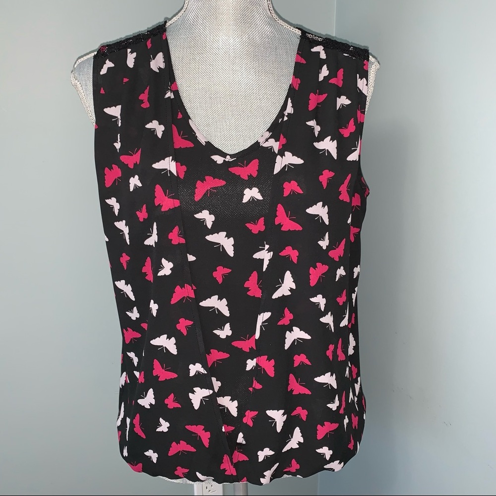REITMANS Butterfly print blouse butterflies sleeveless women’s size medium